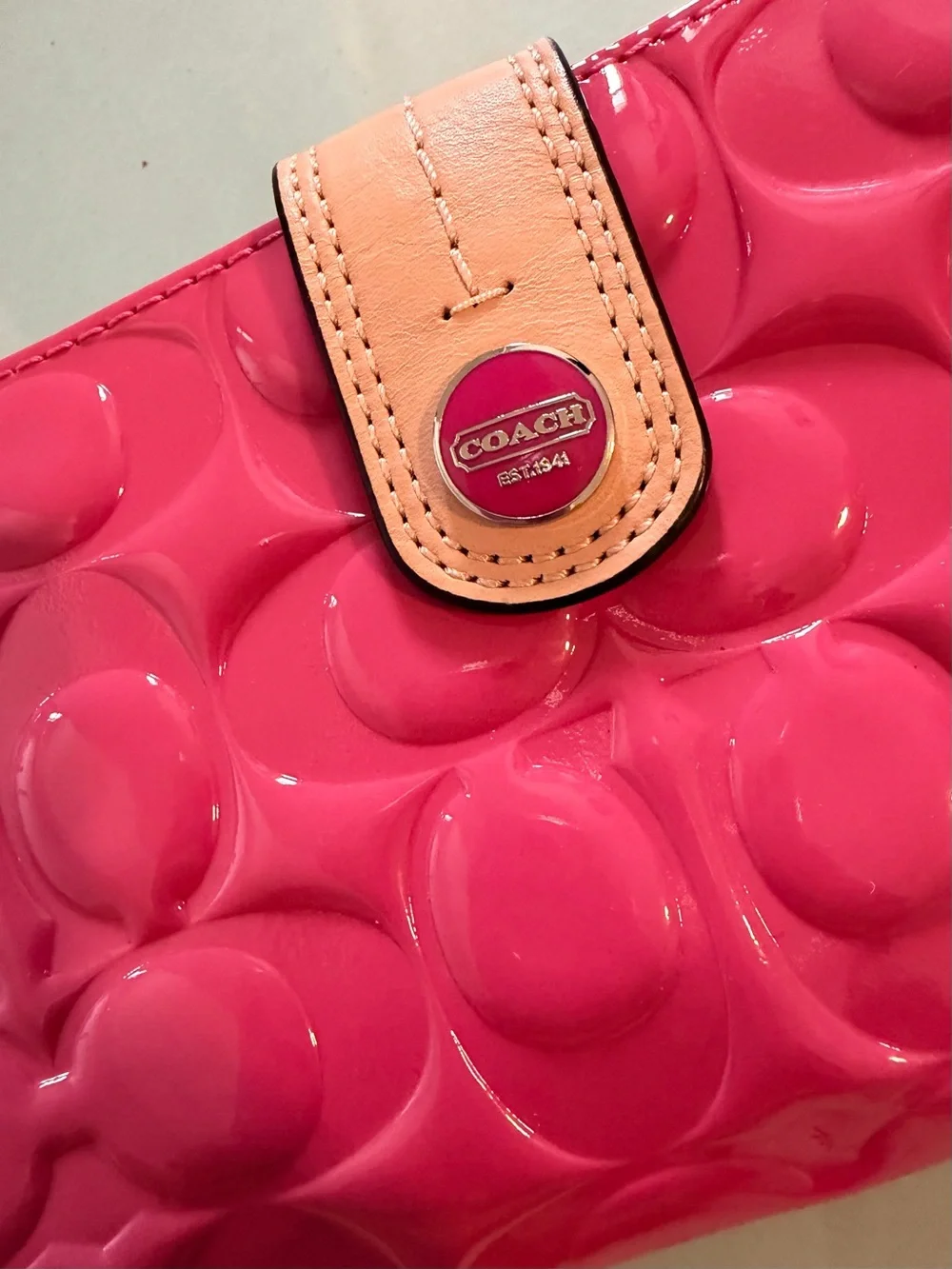 Coach Patent Leather Tote Bag with Pink Wallet